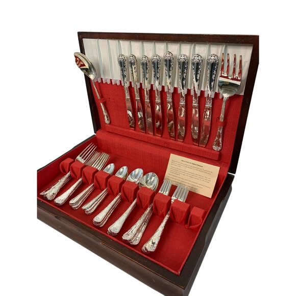 VTG Wm Rogers & Son Silver Plated Flatware 8 Settings  VTG Wm Rogers & Son Silver Plated Flatware 8 Settings Bridgerton Core 7297